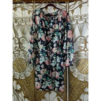 Time and Tru Womens Black Floral Long Sleeve - Thumbnail 5