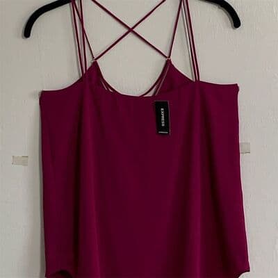 Express Women's XS Pink Strappy Crisscross Cami Tank Top Sleeveless - Thumbnail 3