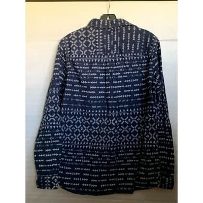 Cabelas Men Long Sleeve Button Up Shirt Navy Geometric Print Size Medium Regular - Thumbnail 2