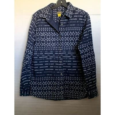 Cabelas Men Long Sleeve Button Up Shirt Navy Geometric Print Size Medium Regular - Thumbnail 10