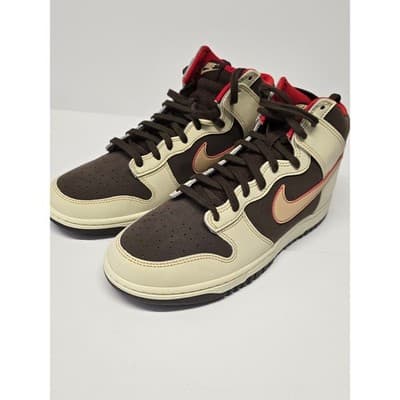 Nike Dunk High Retro Brown Sail Red FB889 no Box2-200 Mens 10.5 High Top Sneaker - Image 1