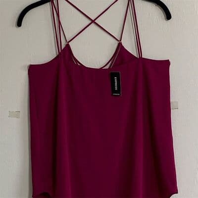Express Women's XS Pink Strappy Crisscross Cami Tank Top Sleeveless - Thumbnail 2