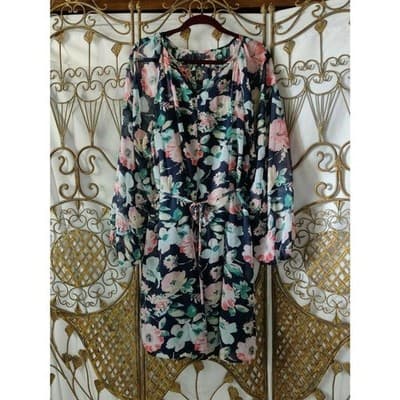 Time and Tru Womens Black Floral Long Sleeve - Thumbnail 6