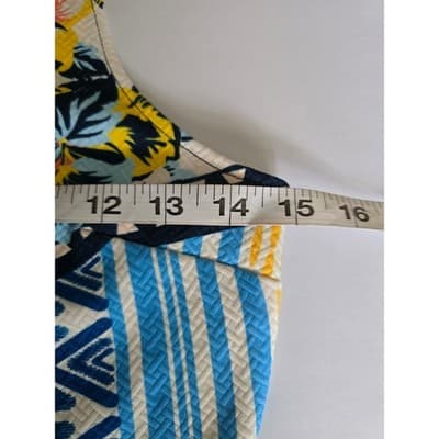 Jealous Tomato Floral Geometric Crop Top Sleeveless Blue Pink Yellow Small - Thumbnail 7