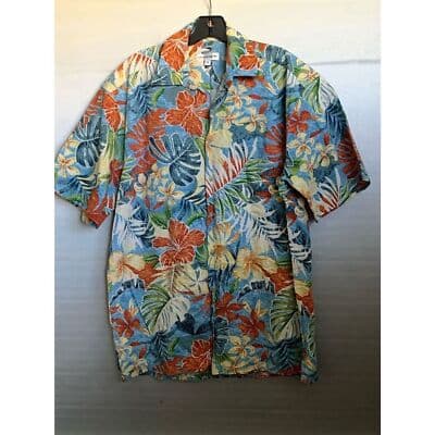 Pierre Cardin Men's M Hawaiian Floral Button-Up Shirt Multicolor Summer - Image 1