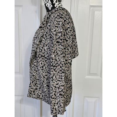 Laura Henson Vintage Metallic Bronze Black Pebble Jacquard Blouse Top Size 8 USA - Thumbnail 10