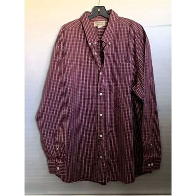 Duluth Trading Co Men's 2XL Red Long Sleeve Button-Up Shirt Wrinkle Fighter - Image 1