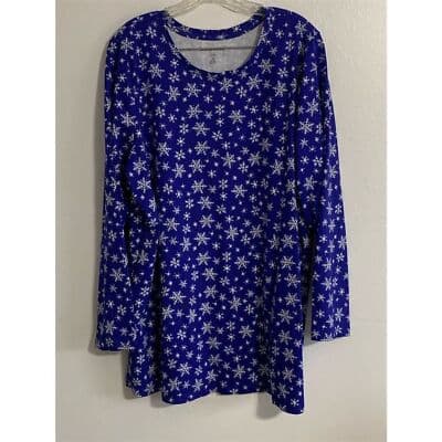 Woman Within Plus Size 22/24 Blue Animal Print Blouse Casual Winter - Thumbnail 4