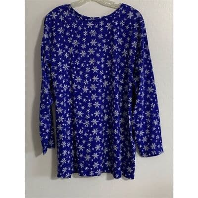 Woman Within Plus Size 22/24 Blue Animal Print Blouse Casual Winter - Thumbnail 3