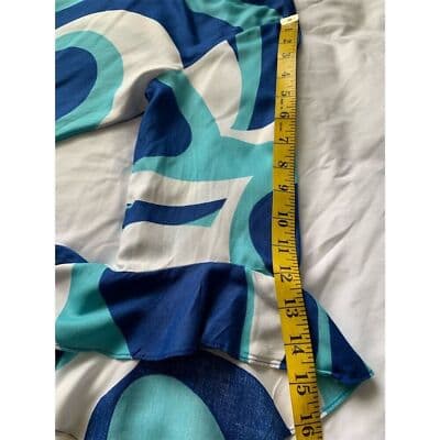 Escapada Women's Blue Geometric Tunic Blouse 3/4 Bell Sleeves XS - Thumbnail 11