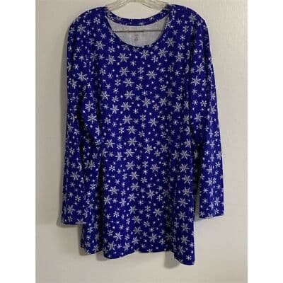 Woman Within Plus Size 22/24 Blue Animal Print Blouse Casual Winter - Thumbnail 5