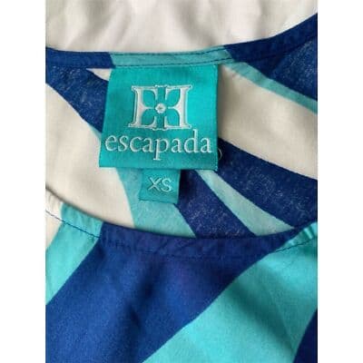 Escapada Women's Blue Geometric Tunic Blouse 3/4 Bell Sleeves XS - Thumbnail 12