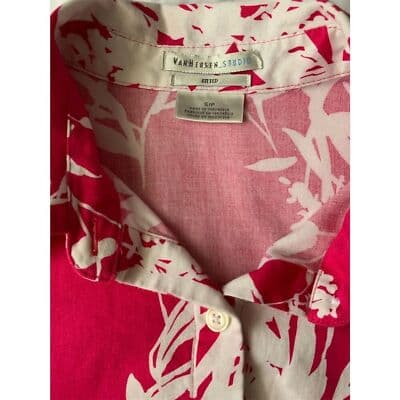 Van Heusen Women's Petite Floral Button-Up Shirt Pink Size S/P - Thumbnail 10