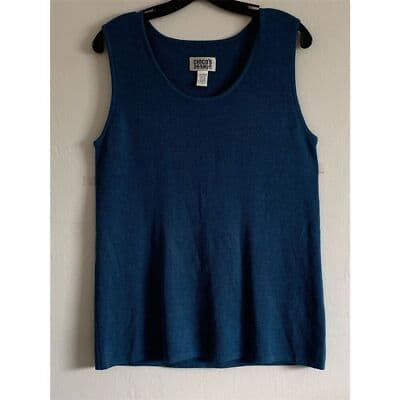Chico's Design Women's Blue Knit Sleeveless Tank Top Size 1 - Thumbnail 3