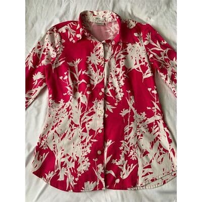 Van Heusen Women's Petite Floral Button-Up Shirt Pink Size S/P - Thumbnail 3
