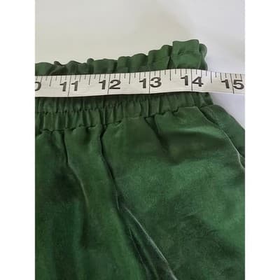 Jouer Vintage 100% Silk Pajama Set L Floral Button Top Green Pants 2 Piece Loung - Thumbnail 14