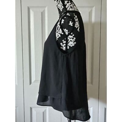 Women True Light Layered Sleeveless Racerback Asymmetric Hem Chiffon Top Small - Thumbnail 2