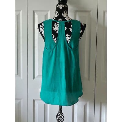 L Women True Light Layered Sleeveless Racerback Asymmetric Hem Chiffon Top - Thumbnail 3