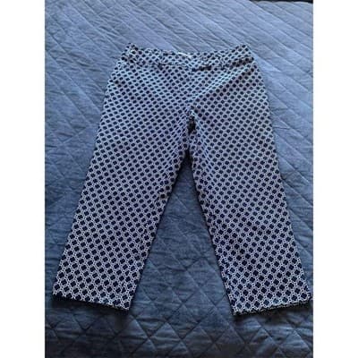 Cielo Women's Navy White Geometric Print Ankle Pants Casual Straight Leg - Thumbnail 5