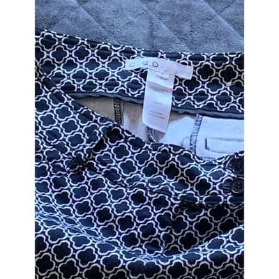 Cielo Women's Navy White Geometric Print Ankle Pants Casual Straight Leg - Thumbnail 9