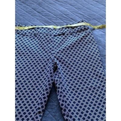 Cielo Women's Navy White Geometric Print Ankle Pants Casual Straight Leg - Thumbnail 6