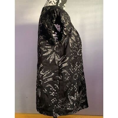 Chaus Women's Petite Floral Blouse Black Short Sleeve Size 8 Lightweight - Thumbnail 4