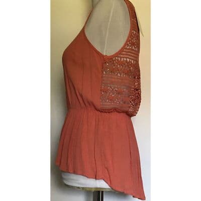 Women Coral INA Sleeveless Zip Top Crochet Accent Back Medium NWT - Thumbnail 4