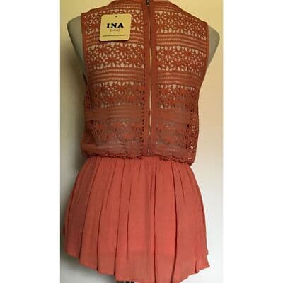 Women Coral INA Sleeveless Zip Top Crochet Accent Back Medium NWT - Thumbnail 6
