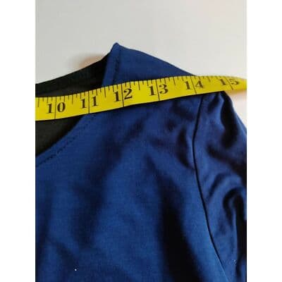 Miin Navy Blue Twist Back Sheer Damask Panel Long Sleeve Top Small TCD1037 USA - Thumbnail 7