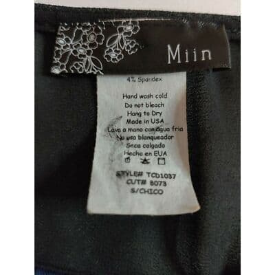 Miin Navy Blue Twist Back Sheer Damask Panel Long Sleeve Top Small TCD1037 USA - Thumbnail 6