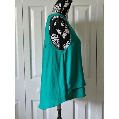 M Women True Light Layered Sleeveless Racerback Asymmetric Hem Chiffon Top - Thumbnail 4