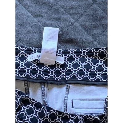 Cielo Women's Navy White Geometric Print Ankle Pants Casual Straight Leg - Thumbnail 10