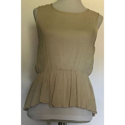 Womens Tan INA Sleeveless Zip Top Crochet Accent Back Medium NWT - Image 1