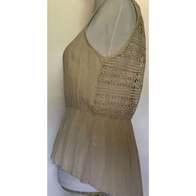 Womens Tan INA Sleeveless Zip Top Crochet Accent Back Medium NWT - Thumbnail 4
