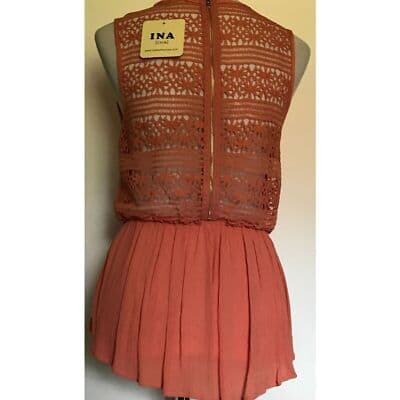 Women Coral INA Sleeveless Zip Top Crochet Accent Back Small NWT - Thumbnail 2