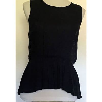 Women Navy INA Sleeveless Zip Top Crochet Accent Back Small NWT - Image 1