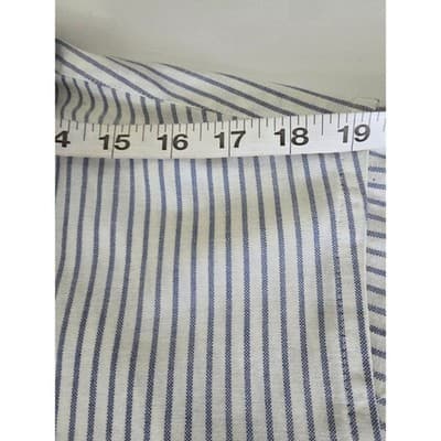 Van Heusen Mens Blue White Striped Oxford Shirt Wrinkle Free 17 36/37 Tailored - Thumbnail 6