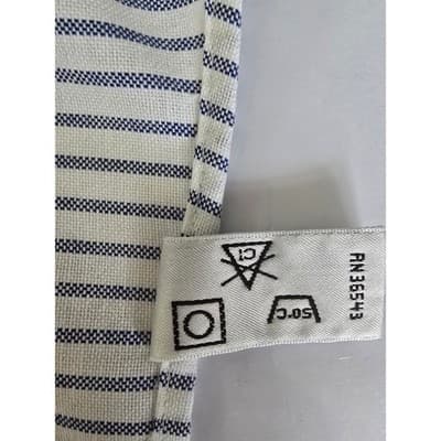 Van Heusen Mens Blue White Striped Oxford Shirt Wrinkle Free 17 36/37 Tailored - Thumbnail 5