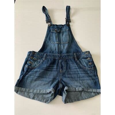 L.e.i. Junior Denim Blue Jean Shortalls Size L Adjustable Straps Bib Pocket - Image 1