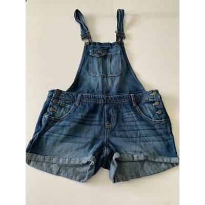 L.e.i. Junior Denim Blue Jean Shortalls Size L Adjustable Straps Bib Pocket - Thumbnail 3