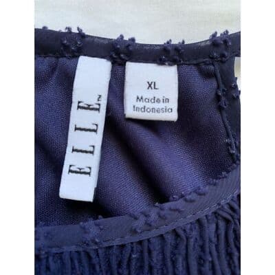 Elle Navy Blue Pleated Lined Halter Textured Keyhole Dress Sleeveless - Thumbnail 10