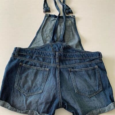 L.e.i. Junior Denim Blue Jean Shortalls Size L Adjustable Straps Bib Pocket - Thumbnail 4