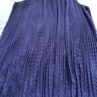 Elle Navy Blue Pleated Lined Halter Textured Keyhole Dress Sleeveless - Thumbnail 6