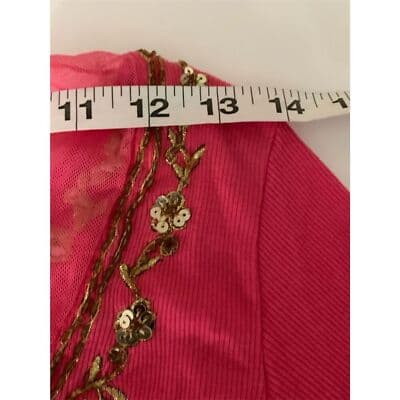 Basil & Maude XS Pink Embroidered Cardigan Gold Details Sparkling Buttonsi - Thumbnail 10