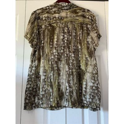 Avenue Women's Abstract Print V-Neck Blouse Size 18/20 Short Sleeve - Thumbnail 3