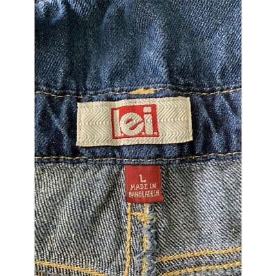 L.e.i. Junior Denim Blue Jean Shortalls Size L Adjustable Straps Bib Pocket - Thumbnail 6