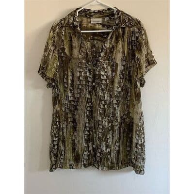 Avenue Women's Abstract Print V-Neck Blouse Size 18/20 Short Sleeve - Thumbnail 13