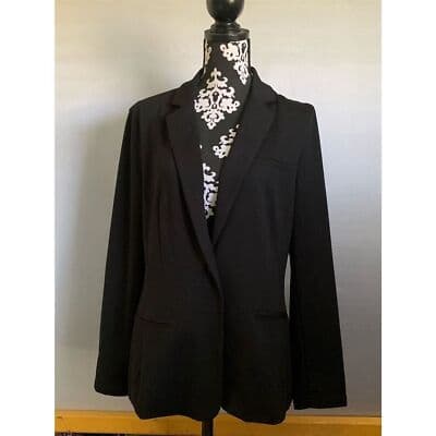 Mossimo Women's Black Open Front Blazer Jacket M Notched Collar Tailored - Thumbnail 5
