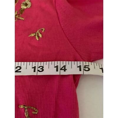 Basil & Maude XS Pink Embroidered Cardigan Gold Details Sparkling Buttonsi - Thumbnail 11