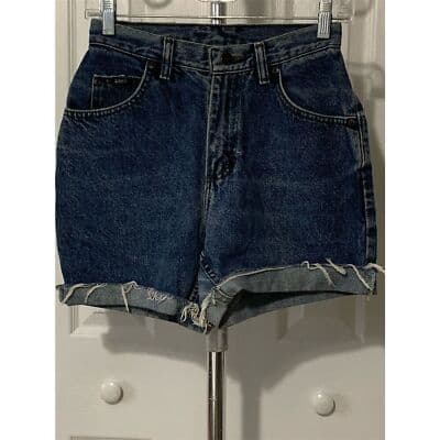 Vintage Lee Women's High Waisted Denim Shorts Blue Size M Casual - Thumbnail 9